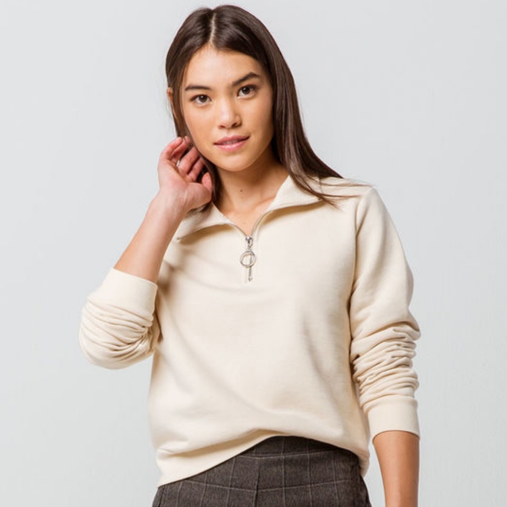 FULL TILT Half Zip Crop Sweatshirt